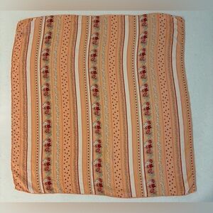 Vintage Holt Renfrew 100% Silk Scarf Made in Italy - 26" Peach Floral Square